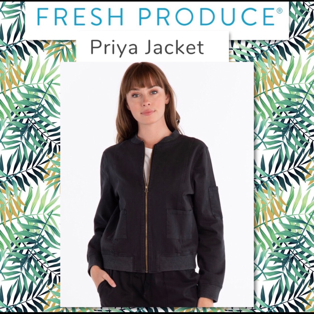 Fresh Produce Black Priya Bomber Jacket NWT Large